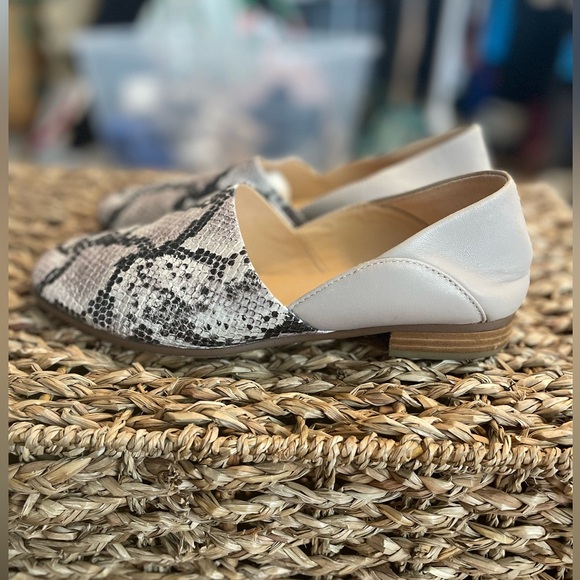 Clarks Shoes - Clarks Pure Tone Grey Snakeskin Leather dOrsay Loafers Flats Womens 8